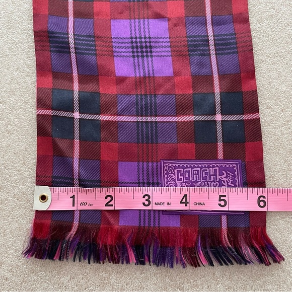 Coach Purple Pink Two Sided Stripe Grid Scarf - Picture 5 of 5